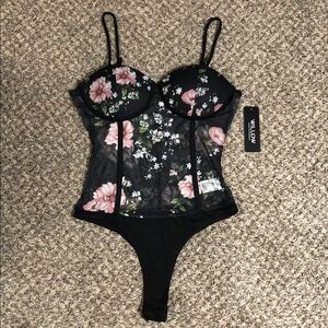 Willow Black and Pink Floral Bodysuit